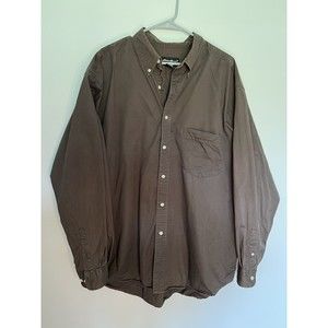Eddie Bauer Shirt Mens XL Brown Pocket Button Down Long Sleeve Cotton
